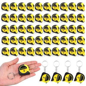 50 Pieces Small Tape Measure Keychains 3 ft Mini Retractable Measuring Tape with Lock Steel Measuring Tape Bulk Easy Read Pocket Measurement Tape for Birthday Party Favors Daily Use (Blue)