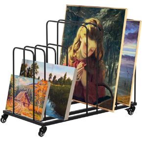 Art Storage Rack with Wheels, Rolling Canvas Rack Art Storage, Metal Canvas Organizer Painting Storage Rack Canvas Storage Rack Drying Rack for Canvas Boards, Panel, Frame, Drawing Board
