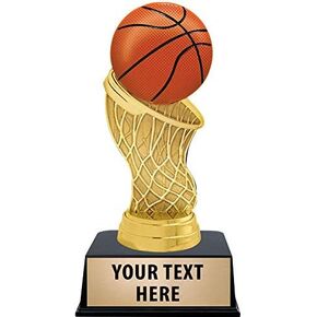 Crown Awards Basketball Trophies with Custom Engraving, 6" Personalized Basketball Hoops Trophy On Black Base Prime