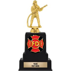 Crown Awards 10.25"/11.5" Fireman Trophy with Vintage Black Base | Custom Firefighter Trophies Prime