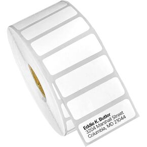 ملصق حراري مباشر مقاس 1.5 بوصة × 0.5 بوصة - متوافق مع طابعة Rollo Label وطابعات سطح المكتب Zebra - 1 بوصة، ملصق شحن دائم لاصق مثقوب QR Barcode - 4 بكرات، 2350/لفة