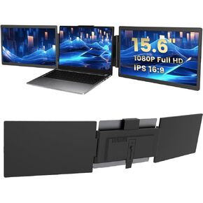 Azeyou Portable Monitor, 15.6" FHD 1080P IPS Laptop Screen Extender with Build-in Stand/Dual Speakers, USB-A/Type-C Plug for 14"-17" Laptops (Mac, Wins, Android)