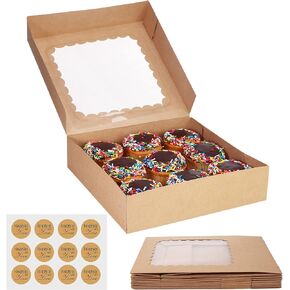 SELMY Bakery Boxes with Window [24-Pack] - White Cake Boxes with Stickers - Perfect for Home Bakers & Professional Use - Versatile Size for Various Cake Designs - full sheet cake box Size 10X10X5