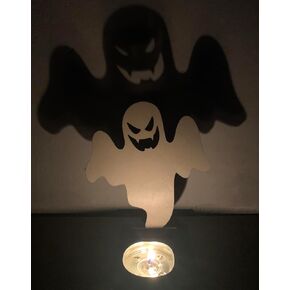 Halloween Candles Holder Halloween Decorations Tealight Candle Holders with Spooky Black Ghost Shadow Vintage Scary Candle Stands Table Decor