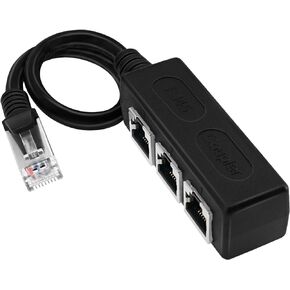 RJ45 Network Splitter, BERANMEY RJ45 1 Male to 3 Female Socket Connector Port LAN Ethernet Network Splitter Y Adapter Cable Support Cat7 Cat6 Internet Networking Extension Cord
