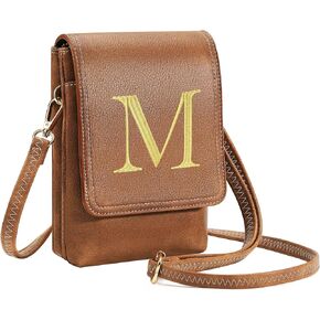 Initial Crossbody Bags for Women - RFID Blocking Small Leather Cell Phone Purse with Adjustable Strap Gifts for Women