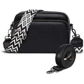 Leather Cross Body Bag Woman Wide Strap Crossbody Bags for Women Small Women Handbags Simple Trendy Shoulder Purse for Travel