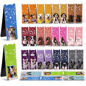 ABSOFINE Magnetic Bookmarks, 30PCS Cute Bookmarks 3.1" Dogs Designs Bookmarks for Kids Women Book Lovers Students Teachers School Home Office Reading Supplies
