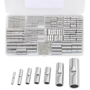 40 Pcs Non Insulated Butt Connectors Kit AWG 4 6 8 Gauge Uninsulated Butt Connectors Electrical Wire Crimp Ferrule Terminals