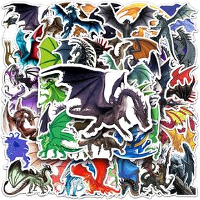 50Pcs Magic Dragons Stickers, Pterosaur Fantasy Dragon Vinyl Waterproof Decals for Water Bottles, Luggage, Computer, Cellphone, Skateboard, Dragons Stickers for Kids Teens
