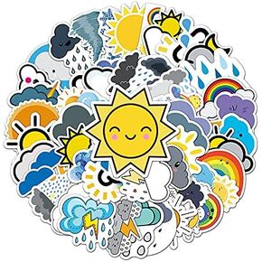 50 جهاز كمبيوتر شخصى ملصقات علامات الطقس - ملصقات رموز الطقس الفينيل للماء الشارات حزب تفضل للأطفال ملصقات Kawaii لطيف لزجاجات المياه الدراجات الأمتعة الكمبيوتر لوح التزلج سيارة دراجة نارية in Kuwait
