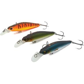 3-Pack Fishing Lures with VMC Hooks, Jerkbait Lures for Bass Perch Walleye Trout Pike, Slow Sinking Matte Finish Hard Baits, Fresh/Salt Water