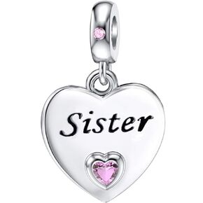 Heart Love Dangle Charm Cubic Zirconia Bead for Pandora Bracele Women Gift