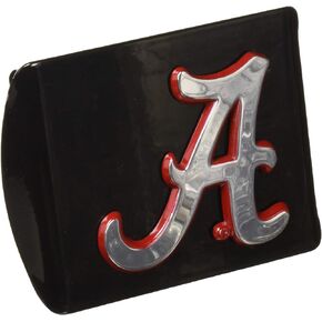 AMG University of Alabama Metal Emblem (Chrome with Crimson Trim) on Black Metal Hitch Cover