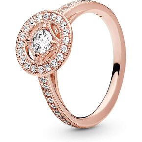 Pandora Vintage Circle Ring - Layering or Stackable Ring - Rose Gold Ring for Women - Gift for Her - 4K Rose Gold-Plated Rose - Size 6, With Gift Box