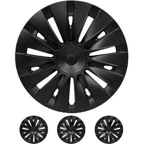 KAVANIC Wheel Cover for Tesla Model Y 19Inch ABS Matter Black Hubcaps 4 PCS Gemini Wheel Cover Fits Model Y 2020-2024 Wheel Cover Replacement Induction Style Rim Protector