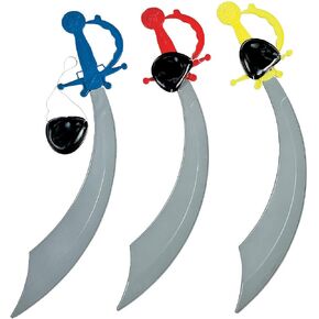 Pirate Swords with Eye Patch - Set of 12 Swords and 12 Patches - Pirate Party Supplies and Halloween Costume