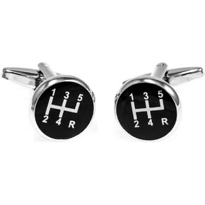 5 Speed Gear Shift Stick Knob Car Auto Racing Race Cufflinks with a Presentation Gift Box & Polishing Cloth