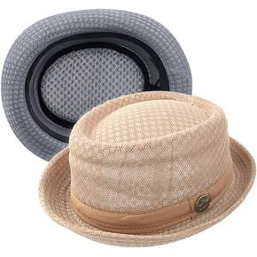 2Pcs Summer Mesh Pork Pie Hat Beach Party Fedora Cap Boater Porkpie Breaking Bad Flat Hat for Men Women