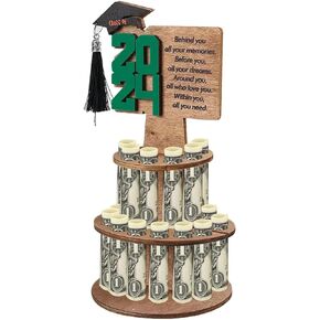 New 2024 Graduation Gifts Money Holder, Graduation Greeting Cards Double Layer Cash Holders with 24 Holes, Unique Cash Holder Gift Ideas for Graduation (Blue)