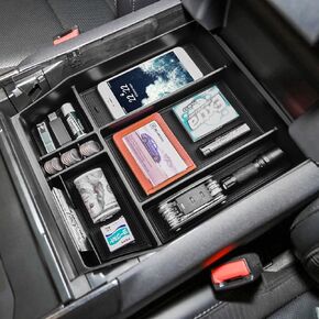 Center Console Organizer Tray Compatible 2021 2022 2023 2024 Ford F150 Accessories, Console Organizer Armrest Tray Insert Container Secondary Storage Box (Full Console w/Bucket Seats ONLY)