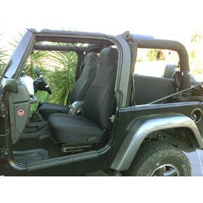 GEARFLAG Neoprene Seat Cover Custom fits Wrangler LJ TJ 2003-06 Full Set (Front + Rear Seats) (Black)