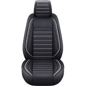 YIERTAI Seat Covers Fit 2009-2024 Ford F150 and 2017-2024 F250 F350 F450 King Ranch Limited Pickup Waterproof Leather Cushion Protectors, 2 PCS Front/Black-Blue