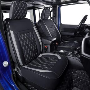 LUCKYMAN CLUB Rear Wrangler Seat Covers Custom fit The Back Seats of 2013-2017 Wrangler 4 Door JK JL with Faux Leather (2013-2017 Black Rear)