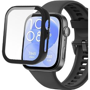 Compatible for HUAWEI Watch Fit 3 Case,Lamshaw Hard PC Case with Screen Protector Compatible for HUAWEI Watch Fit 3-1.82 inch (Black)