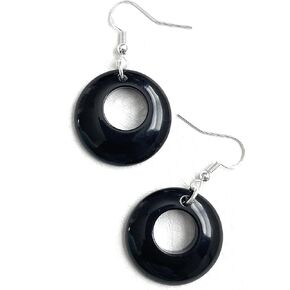 Tagua Earrings in Black, Vegetable Ivory Dangle Earrings TAG280, Organic Earrings, Tagua Earrings in Black