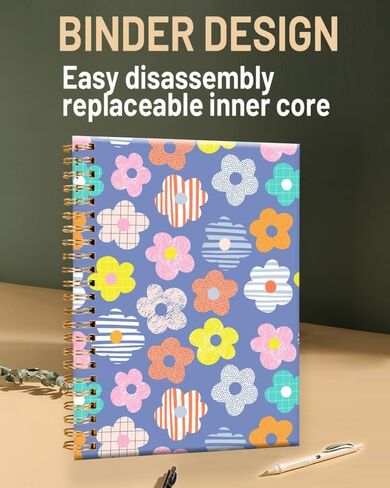 دفتر يوميات حلزوني للنساء، دفاتر ملاحظات مسطرة بالكلية A5 مقاس 6 بوصة × 8.4 بوصة، 120 صفحة مبطنة بورق سميك ممتاز، مثالية لهدايا المنزل والمكتب المدرسي (سلالات الدجاج) in Kuwait