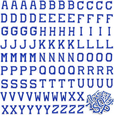 104 قطعة من Coopay للكي على الرقع، خياطة الحروف الأبجدية على الزينة مع رقعة مطرزة من A-Z شارة حرف تزيين رقع إصلاح للجينز والقمصان والقبعات والأحذية والحقائب ومستلزمات الملابس (أزرق) in Saudi Arabia
