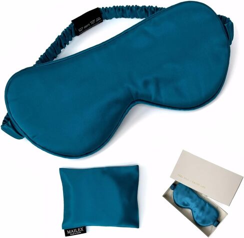 100% Natural Mulberry Silk Eye Mask - Ultra-Soft Premium Silk Sleep Mask for Women & Men, Essential Travel & Vacation Flight Companion, Top Comfort Weighted Eye Mask for Sleeping - Black in Saudi Arabia