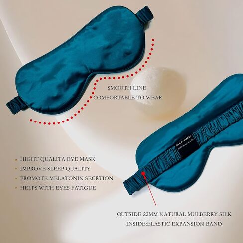 100% Natural Mulberry Silk Eye Mask - Ultra-Soft Premium Silk Sleep Mask for Women & Men, Essential Travel & Vacation Flight Companion, Top Comfort Weighted Eye Mask for Sleeping - Black in Saudi Arabia
