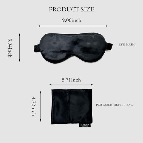 100% Natural Mulberry Silk Eye Mask - Ultra-Soft Premium Silk Sleep Mask for Women & Men, Essential Travel & Vacation Flight Companion, Top Comfort Weighted Eye Mask for Sleeping - Black in Saudi Arabia