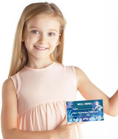 بطاقات لكمة على شكل حورية البحر مع ثقب، 200 قطعة من جوائز حوافز سلوك الأطفال للفتيات والأطفال والمدرسين، رائعة للاستخدام في المنزل والفصول الدراسية وبطاقة ولاء الأعمال in Kuwait