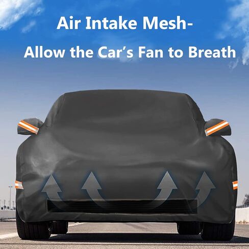 غطاء سيارة كبير النمل، غطاء سيارة سيدان مقاوم للماء بنسبة 100٪ مناسب لطراز Tesla Y، أغطية سيارة للحماية من جميع الأحوال الجوية مع شبكة تهوية وسحاب باب السائق لمنفذ الشحن، أسود in Kuwait