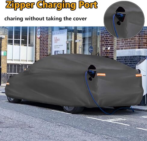 غطاء سيارة كبير النمل، غطاء سيارة سيدان مقاوم للماء بنسبة 100٪ مناسب لطراز Tesla Y، أغطية سيارة للحماية من جميع الأحوال الجوية مع شبكة تهوية وسحاب باب السائق لمنفذ الشحن، أسود in Kuwait