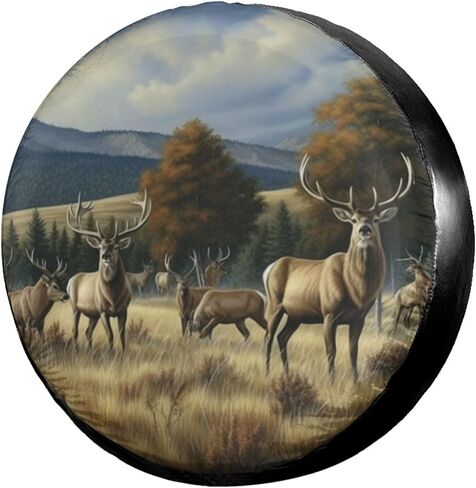 غطاء إطار احتياطي من Foruidea Elk in Snow غطاء إطار عجلة مقاوم للغبار يناسب المقطورة وRV وسيارات الدفع الرباعي والعديد من المركبات مقاس 17 بوصة in Saudi Arabia