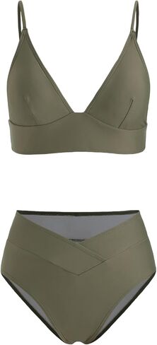 CIDER Tummy Control V-Neck Solid Jersey Bikini Swimsuit in Saudi Arabia