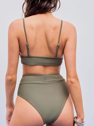 CIDER Tummy Control V-Neck Solid Jersey Bikini Swimsuit in Saudi Arabia