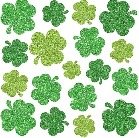Cieovo 45 قطعة من قطع شامروك الأيرلندية المحظوظة لعيد القديس باتريك، قطع خضراء مع نقاط صمغ لعيد القديس باتريك، عطلة الفصل الدراسي، لوحة الإعلانات المدرسية، تزيين الحفلات in Kuwait