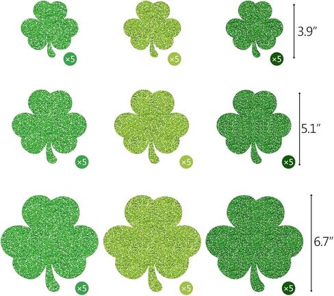 Cieovo 45 قطعة من قطع شامروك الأيرلندية المحظوظة لعيد القديس باتريك، قطع خضراء مع نقاط صمغ لعيد القديس باتريك، عطلة الفصل الدراسي، لوحة الإعلانات المدرسية، تزيين الحفلات in Kuwait
