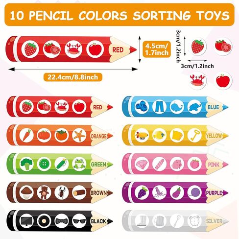 10 Pack Color Recognition Magnetic Sorting Set Educational Pencil Magnet Color Sorting Matching Games Shape and Color Magnets Refrigerator for Whiteboard Learning Activities in Saudi Arabia