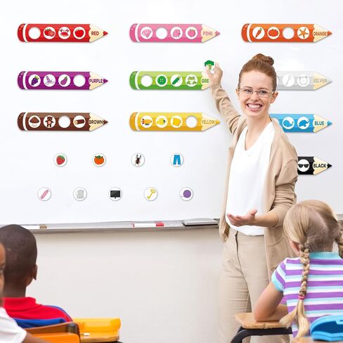 10 Pack Color Recognition Magnetic Sorting Set Educational Pencil Magnet Color Sorting Matching Games Shape and Color Magnets Refrigerator for Whiteboard Learning Activities in Saudi Arabia