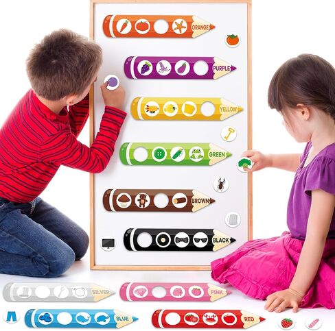 10 Pack Color Recognition Magnetic Sorting Set Educational Pencil Magnet Color Sorting Matching Games Shape and Color Magnets Refrigerator for Whiteboard Learning Activities in Saudi Arabia