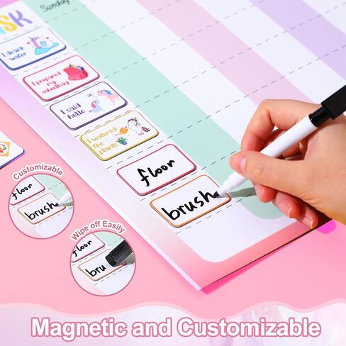Unicorn Magnetic Kids Behavior Chart, Magnetic 63 Good Behavior + 72 Reusable Rewards, Magnetic Chore Chart for Fridge, Reward Chart for Kids Girls Toddlers Motivate Responsibility Training in Saudi Arabia