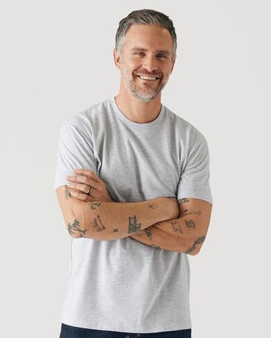 تي شيرت رجالي بأكمام قصيرة ورقبة دائرية من True Classic، مقاس صغير، رمادي منقط، 3 قطع in Kuwait