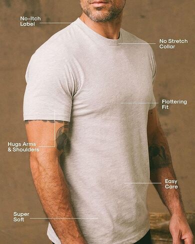 تي شيرت رجالي بأكمام قصيرة ورقبة دائرية من True Classic، مقاس صغير، رمادي منقط، 3 قطع in Kuwait