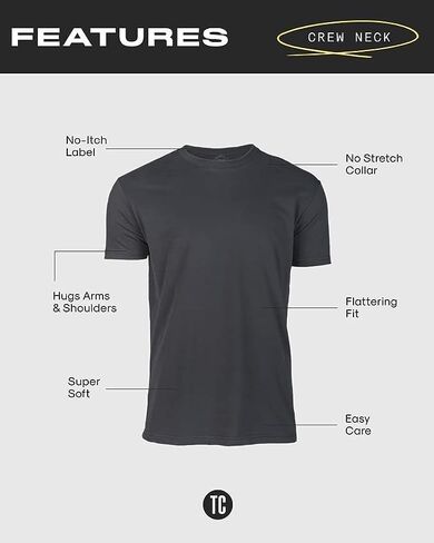 تي شيرت رجالي بأكمام قصيرة ورقبة دائرية من True Classic، مقاس صغير، رمادي منقط، 3 قطع in Kuwait